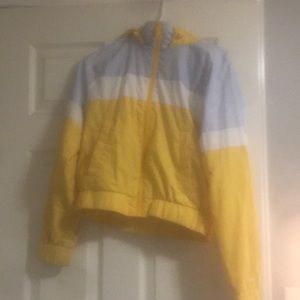 Yellow,blue and white hollister jacket